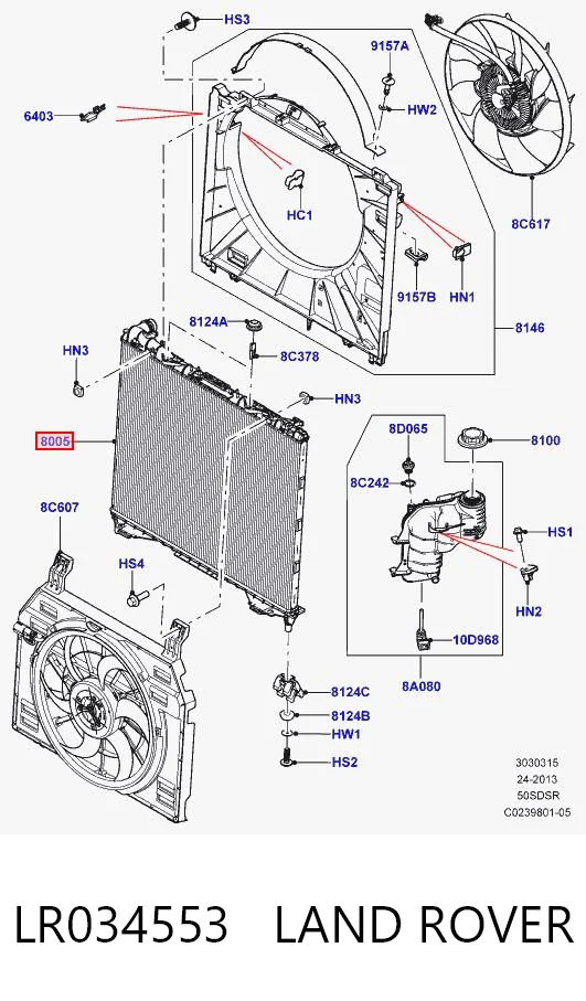 LR034553 Land Rover Radiador de esfriamento de motor