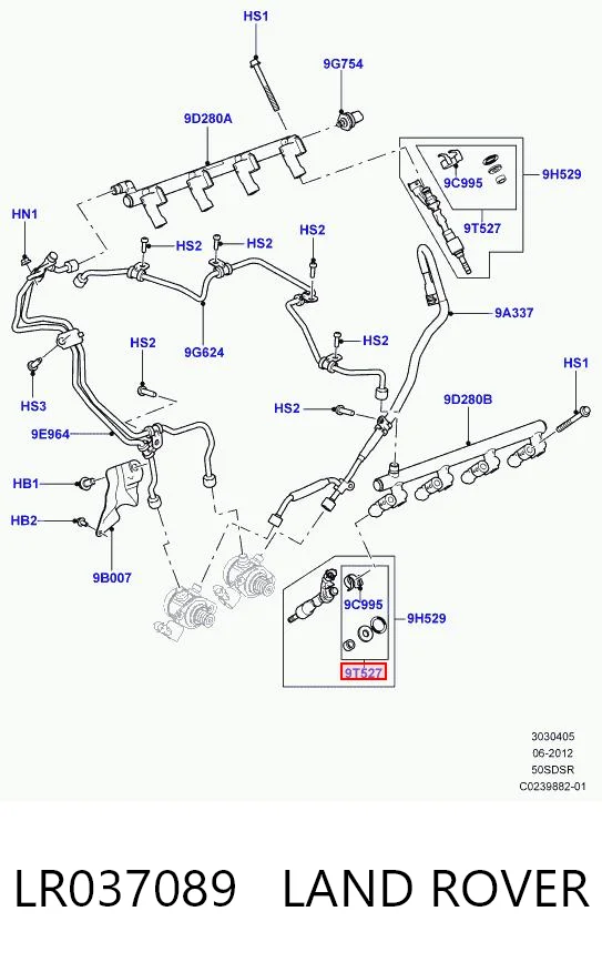 LR037089 Land Rover Kit de reparação do injetor