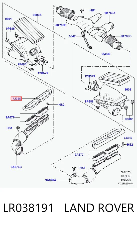 LR038191 Land Rover Vedação da capota