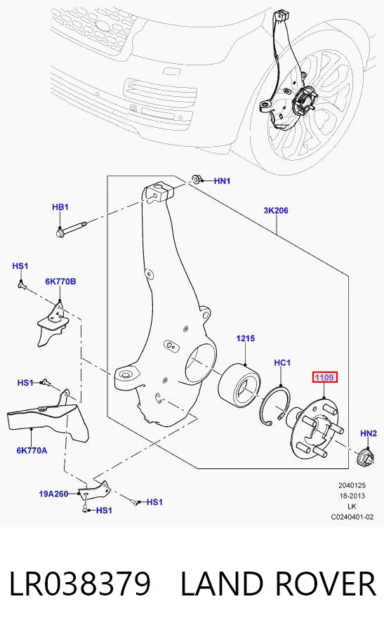  Cubo dianteiro Land Rover Discovery V SUV (L462) (2016 - 2026) V