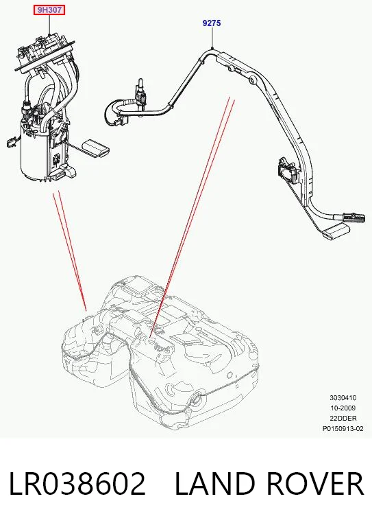 LR038602 Land Rover Módulo de bomba de combustível com sensor do nível de combustível