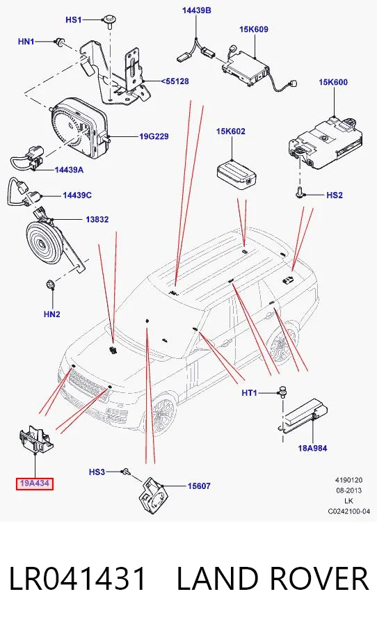 LR041431 Land Rover Fecho da capota