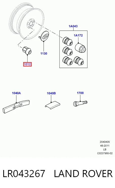 LR043267 Land Rover Porca de roda