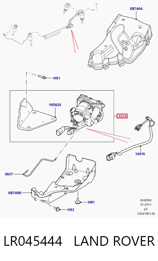 LR045444 Land Rover Compressor de bombeio pneumático (de amortecedores)