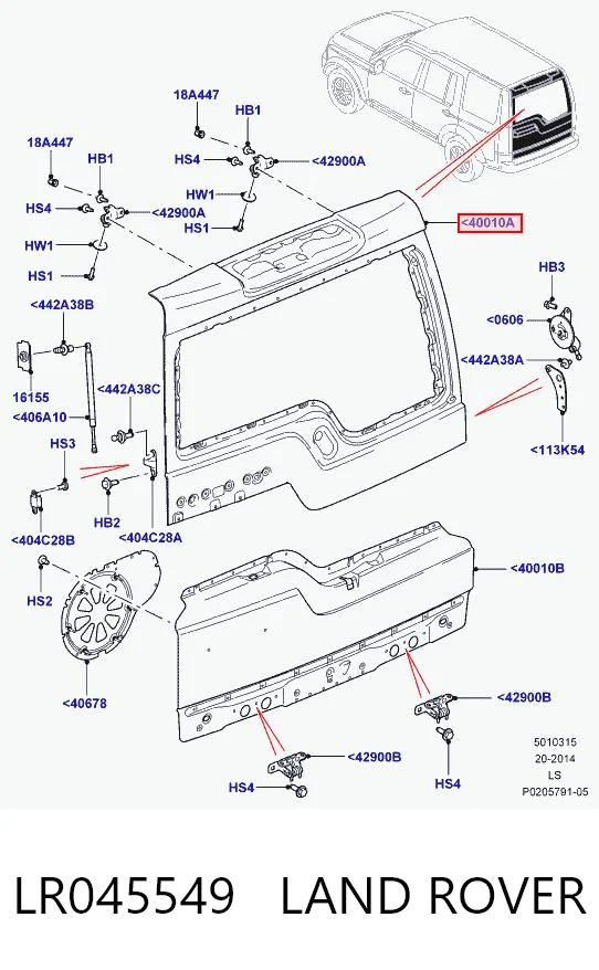 Porta traseira (3ª/5ª porta-malas (tampa de alcapão) para Land Rover Discovery IV L319