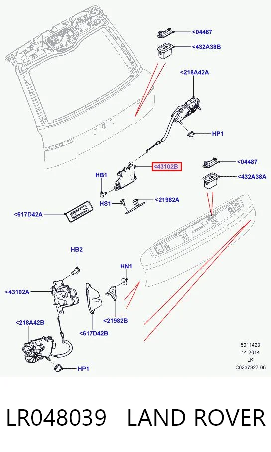 Compre LR070126 Jaguar Fecho de tampa de porta-malas (de 3ª/5ª porta traseira)