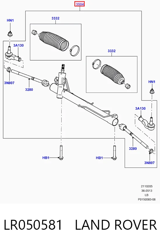 LR050581 Land Rover Cremalheira da direção