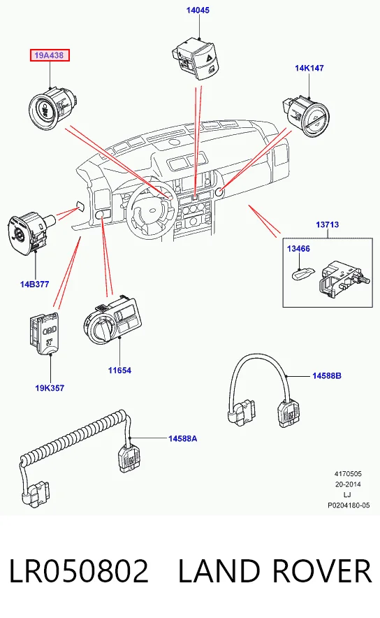 LR050802 Land Rover Botão de arranco de motor
