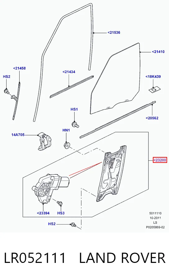 Mecanismo de acionamento de vidro da porta dianteira direita para Land Rover Discovery IV L319
