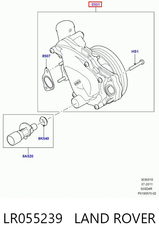 LR055239 Land Rover Bomba de água (bomba) de esfriamento