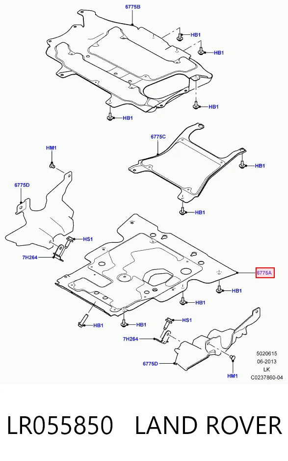 Proteção de motor, de panela (da seção de motor) para Land Rover Range Rover SPORT II L494