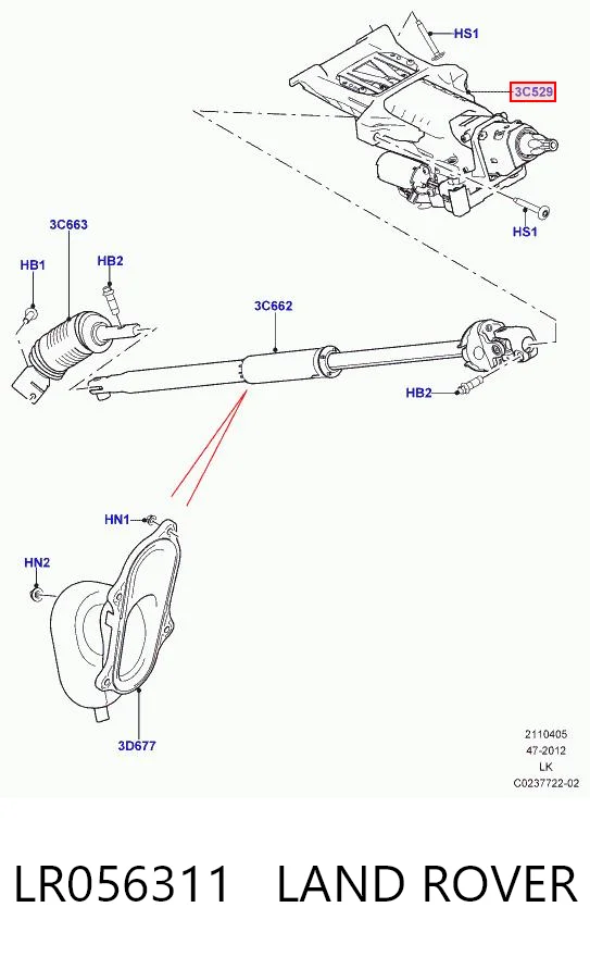 Coluna da direção para Land Rover Range Rover L494
