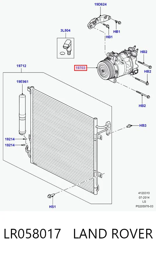 LR058017 Land Rover Compressor de aparelho de ar condicionado