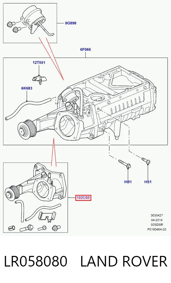 LR058080 Land Rover Cabeça de bloco do compressor (TRUCK)