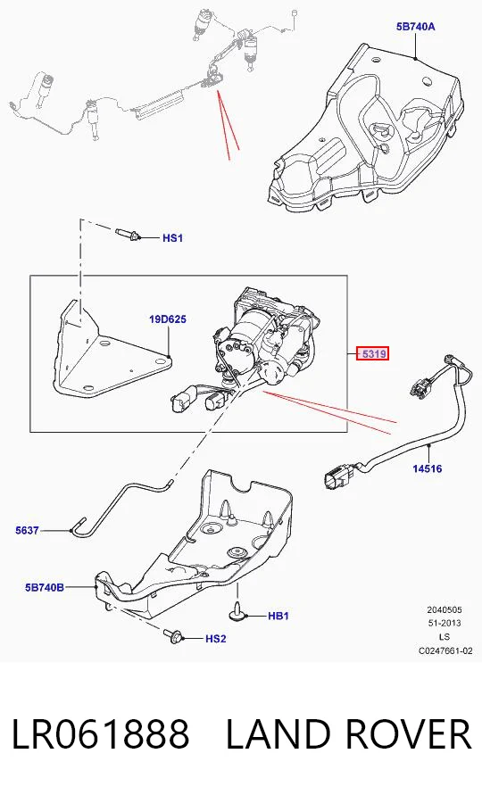 LR061888 Land Rover Compressor de bombeio pneumático (de amortecedores)