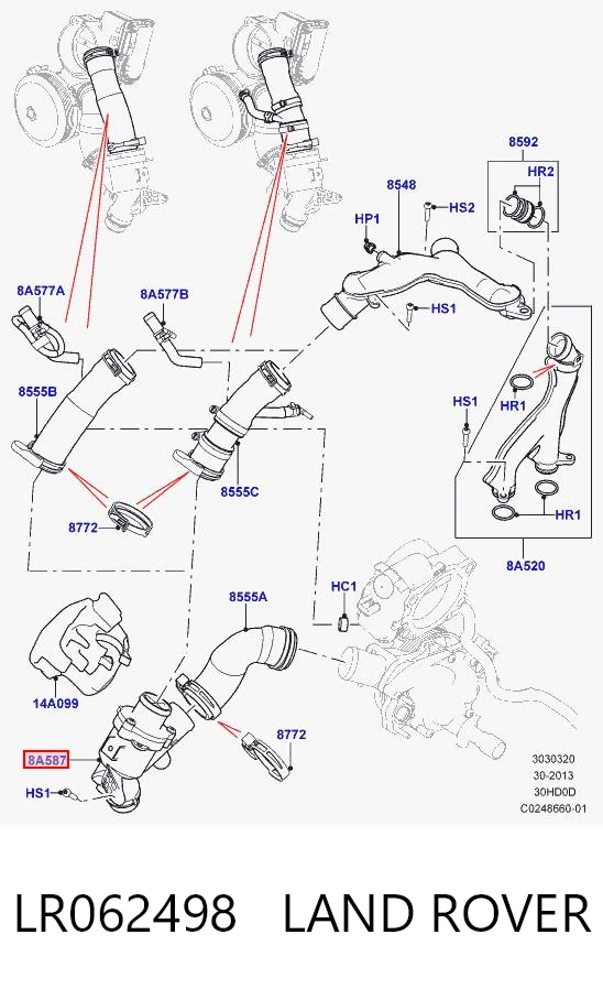 LR062498 Land Rover Caixa do termostato