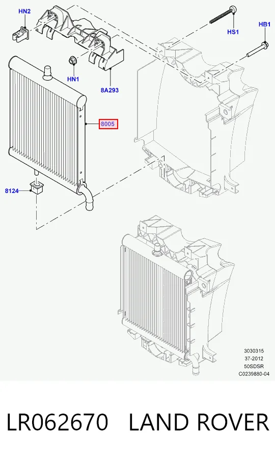 LR062670 Land Rover Radiador de esfriamento de motor adicional