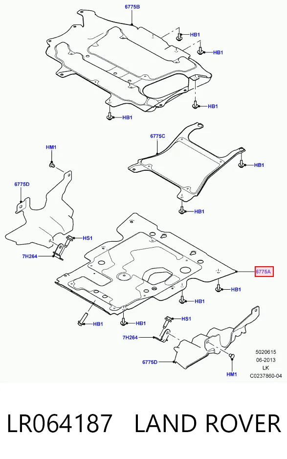 Proteção de motor, de panela (da seção de motor) Land Rover Range Rover SPORT II L494