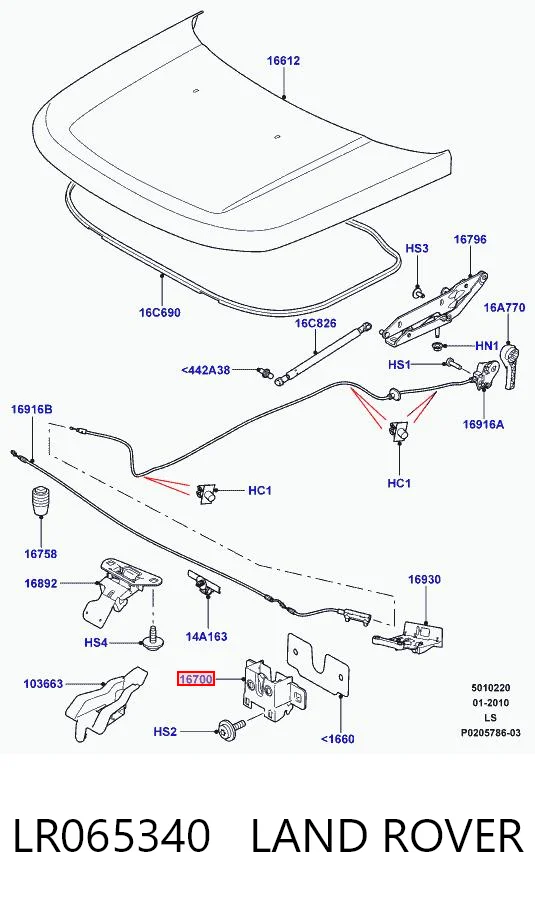 LR065340 Land Rover Fecho da capota