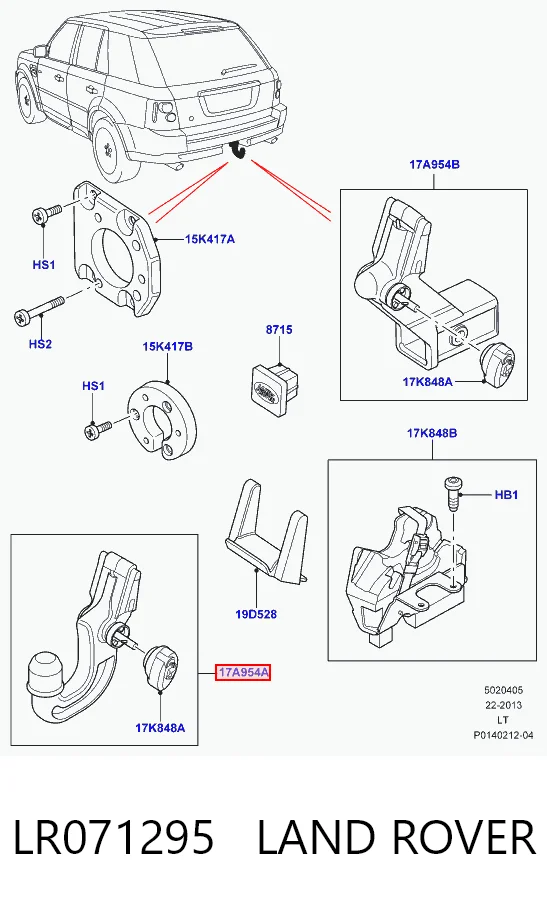 LR071295 Land Rover Gancho de reboque (esfera) de dispositivo de reboque