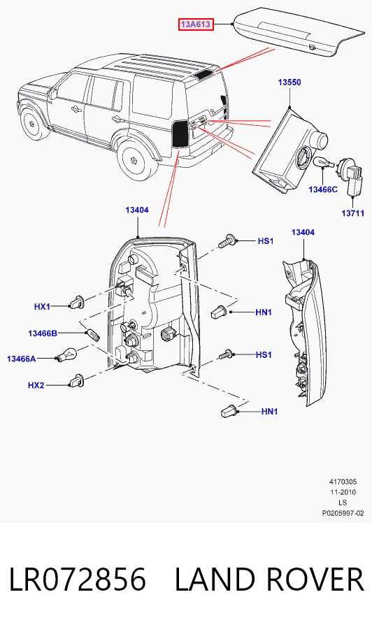  Sinal de parada traseiro adicional Land Rover Discovery III SUV (LR3) (2004 - 2009) III