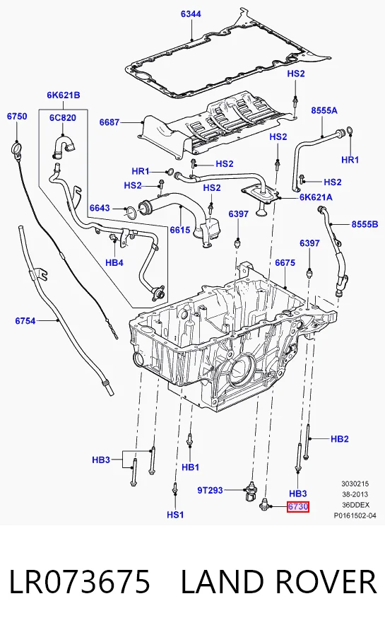 LR073675 Land Rover Tampão de panela de motor