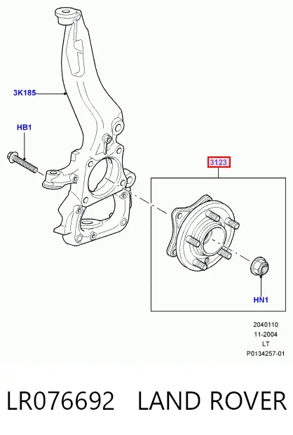 LR076692 Land Rover Cubo dianteiro