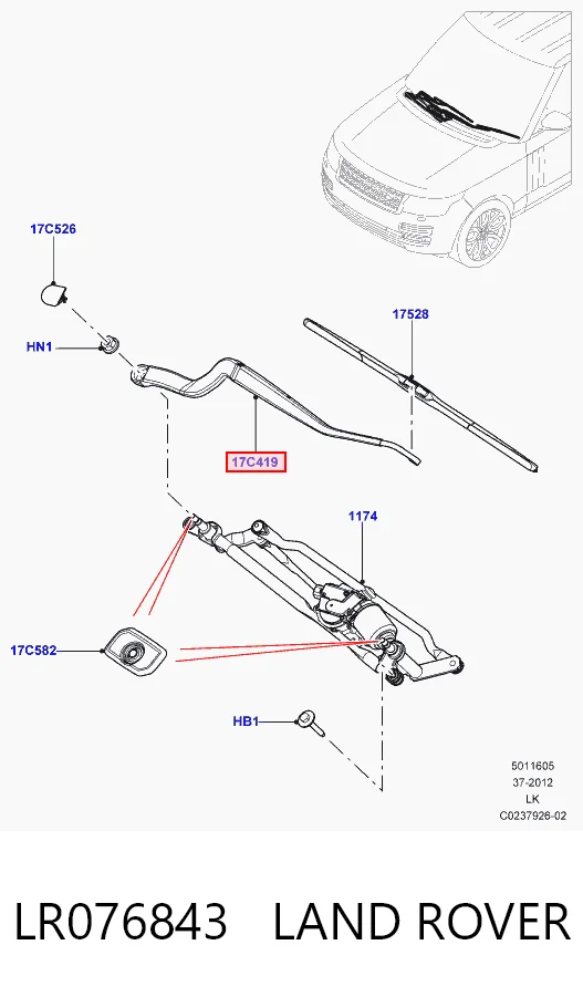 Braço de limpa-pára-brisas do pára-brisas para Land Rover Range Rover SPORT II L494