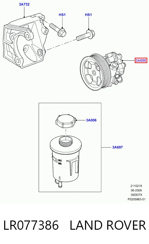 LR077386 Land Rover Bomba da Direção hidrâulica assistida