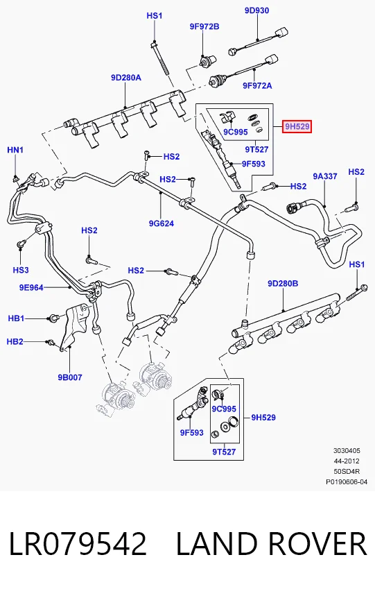 LR079542 Land Rover Injetor de injeção de combustível