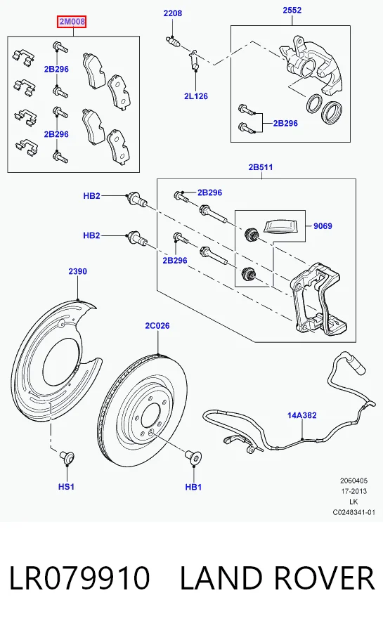 LR079910 Land Rover Sapatas do freio traseiras de disco