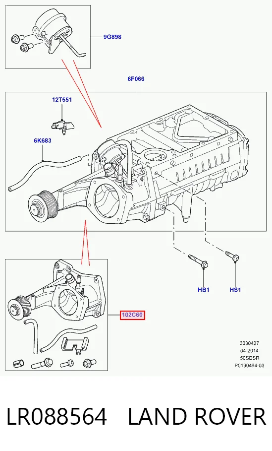 LR088564 Land Rover Cabeça de bloco do compressor (TRUCK)