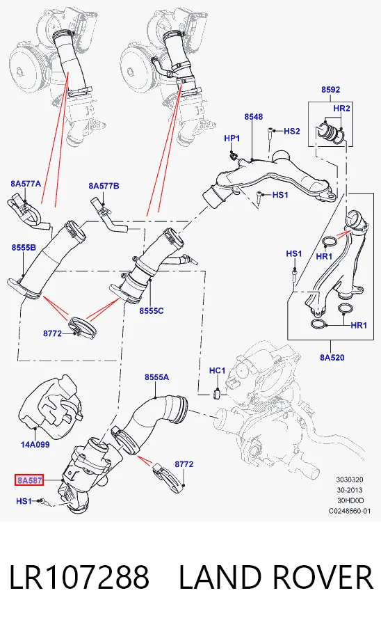 LR107288 Land Rover Caixa do termostato