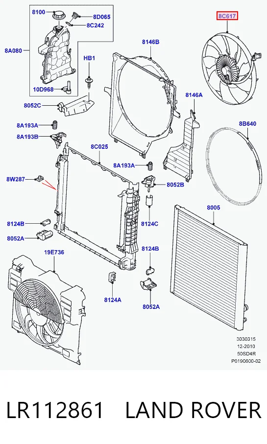 Ventilador elétrico de esfriamento montado (motor + roda de aletas) Land Rover Range Rover SPORT II L494