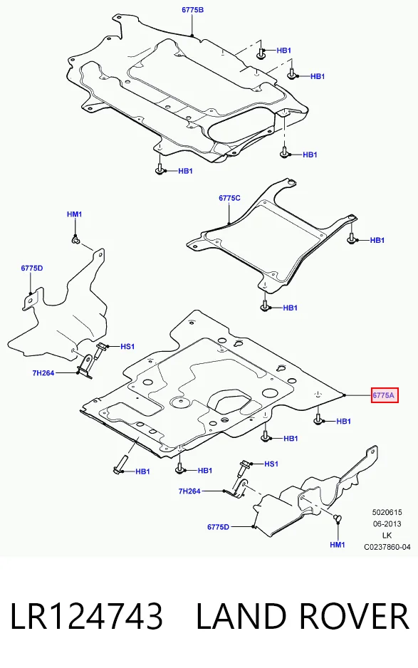  Proteção de motor, de panela (da seção de motor) Land Rover Range Rover SPORT II SUV (L494) (2013 - 2022) SPORT II