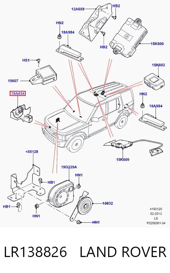 LR138826 Land Rover Fecho da capota