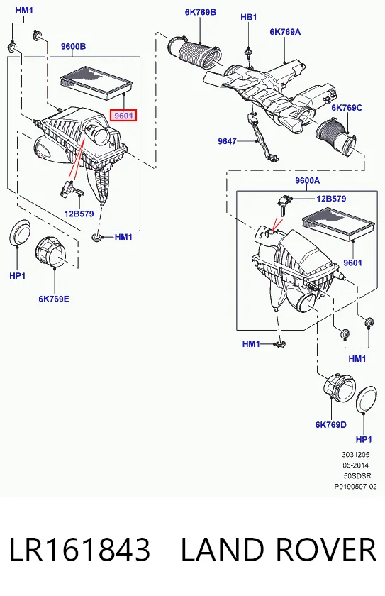 LR161843 Land Rover Filtro de ar