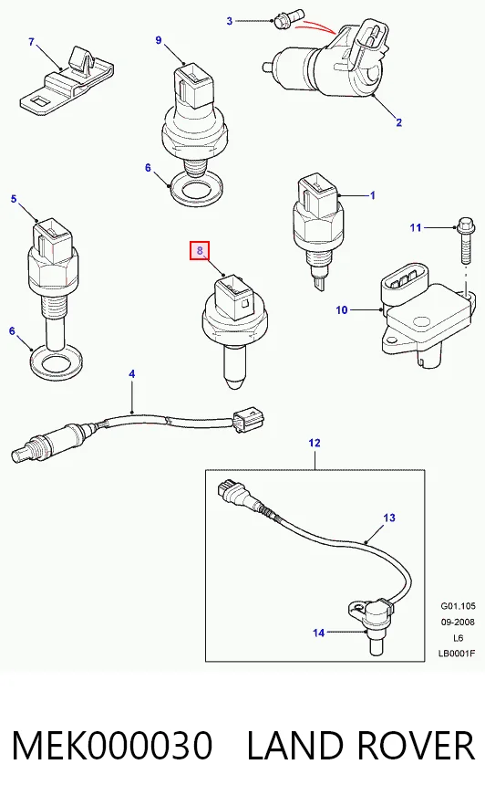 MEK000030 Land Rover Sensor de temperatura do fluido de esfriamento