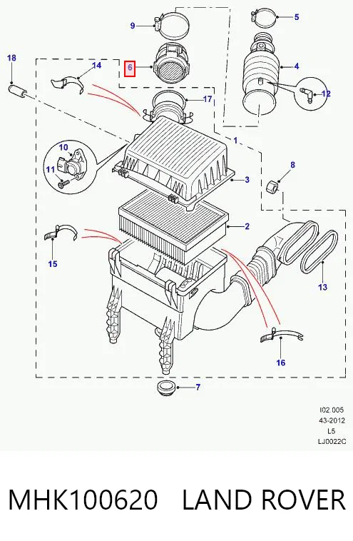 Sensor de fluxo (consumo) de ar, medidor de consumo M.A.F. - (Mass Airflow) para Land Rover Freelander I L314