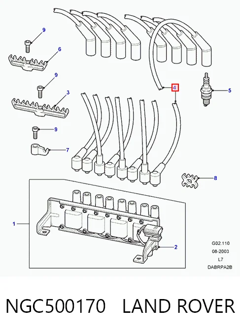 Fios de alta voltagem, kit Land Rover Discovery II LJ ,LT
