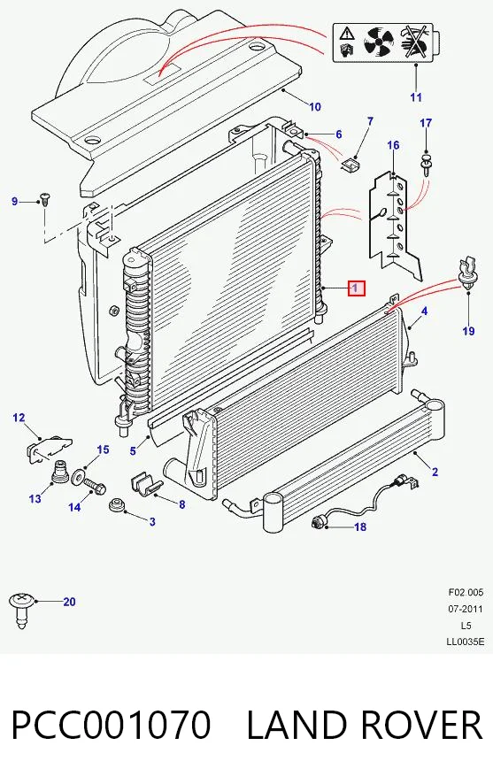 Radiador de esfriamento de motor Jdeus 002M20