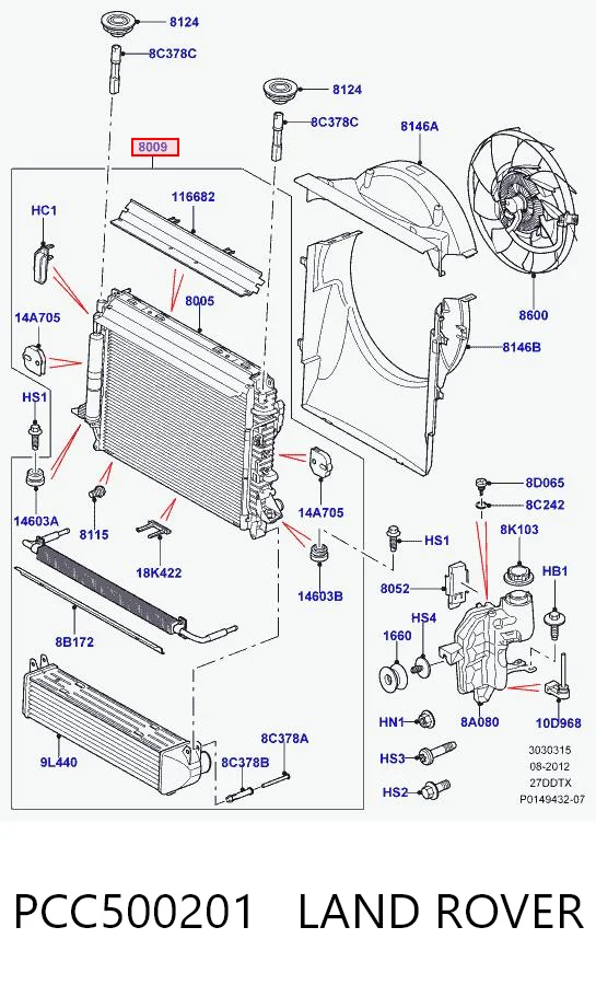 Radiador de esfriamento de motor Land Rover Range Rover SPORT I L320