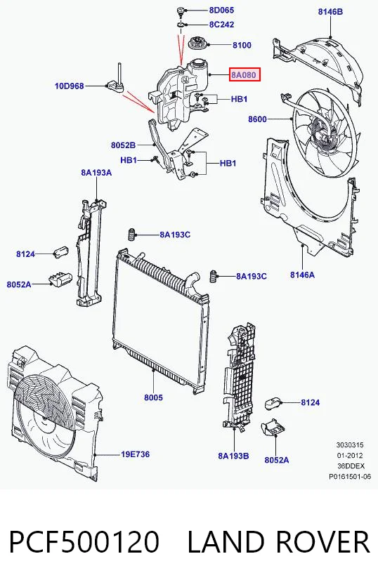 Tanque de expansão do sistema de esfriamento Land Rover 6H428A436AC preço, a partir de 51,34 USD