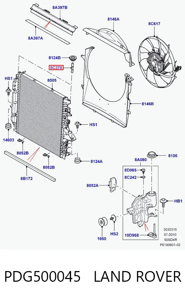 PDG500045 Land Rover Guia de suporte traseiro