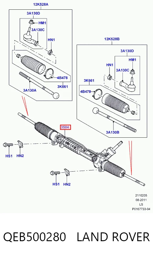 QEB500280 Land Rover Cremalheira da direção