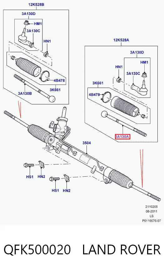 QFK500020 Land Rover Tração de direção direita
