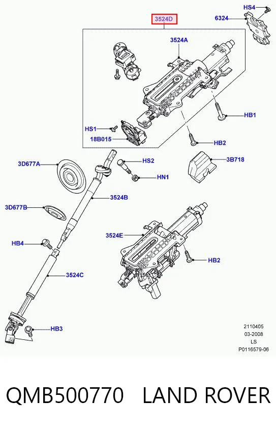 Coluna da direção para Land Rover Discovery III LR3