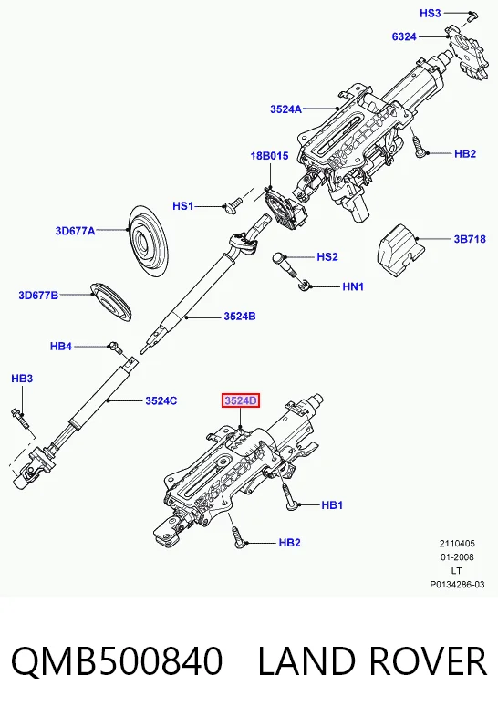 Coluna da direção Land Rover Discovery III LR3