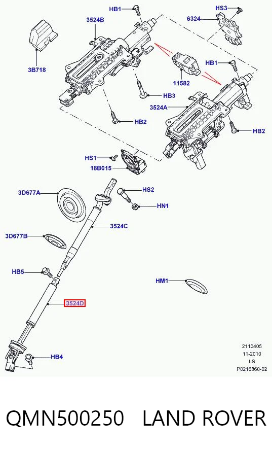 Veio da coluna de direção inferior 4526044041 Toyota