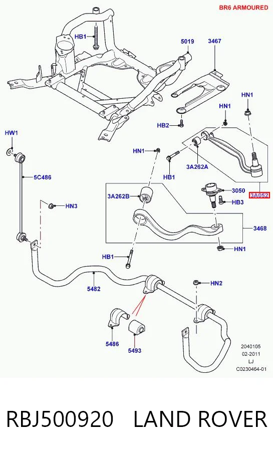 RBJ500920 Land Rover Braço oscilante inferior esquerdo/direito de suspensão dianteira